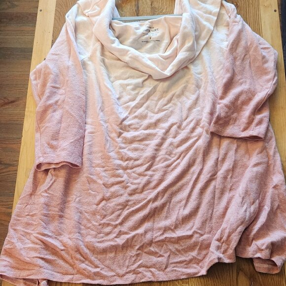 Torrid Super Soft Plush Ombre Cowl neck Light Pink Coral Tunic Sweater - Picture 6 of 7